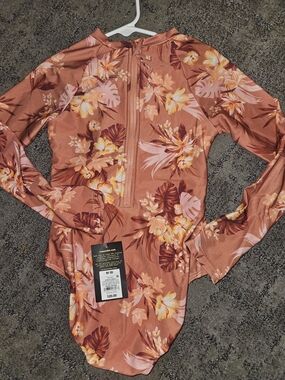Target Kids Rash Guard Swimsuit - Rust Floral